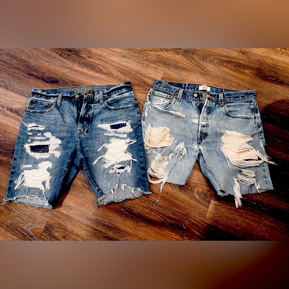 Distressed Denim Shorts